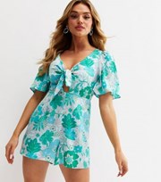 New Look Always Glam Blue Paisley Satin Playsuit